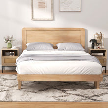 Load image into Gallery viewer, Home Boho Style Nightstand Accent Table with Open Shelf and Door Cabinet
