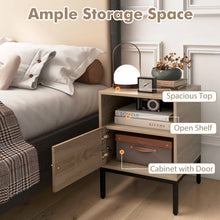Load image into Gallery viewer, Home Boho Style Nightstand Accent Table with Open Shelf and Door Cabinet