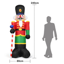Load image into Gallery viewer, 2.4M Inflatable Christmas Nutcracker Soldier with 3 LED Lights and Candy Scepter