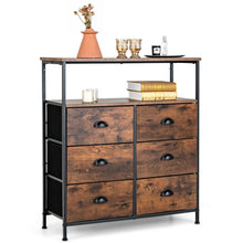 Load image into Gallery viewer, 2-Tier Dresser with 6 Removable Fabric Drawers and Wooden Top