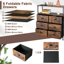 Load image into Gallery viewer, 2-Tier Dresser with 6 Removable Fabric Drawers and Wooden Top