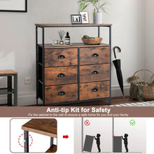 Load image into Gallery viewer, 2-Tier Dresser with 6 Removable Fabric Drawers and Wooden Top