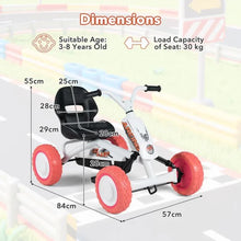 Load image into Gallery viewer, Kids Pedal Go Kart 4 Wheel with 2-Position Seat & Wear-Resistant Wheels