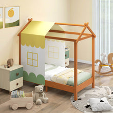 Load image into Gallery viewer, Kids House Bed with Roof Playhouse with Removable Canopy