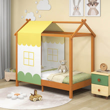 Load image into Gallery viewer, Kids House Bed with Roof Playhouse with Removable Canopy