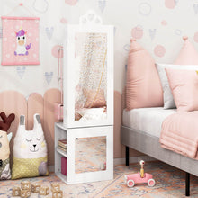 Load image into Gallery viewer, Kids Jewelry Armoire Full Length Mirror with Coat Rack and Storage Shelves