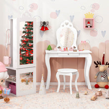 Load image into Gallery viewer, Kids Jewelry Armoire Full Length Mirror with Coat Rack and Storage Shelves