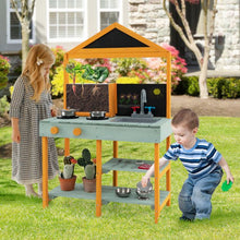 Load image into Gallery viewer, Kids Mud Kitchen Outdoor Kitchen Playset with Educational Plant Viewer
