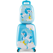 Load image into Gallery viewer, 2 Pieces Kids Luggage Set with Wheels and Height Adjustable Handle