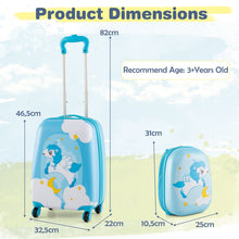 Load image into Gallery viewer, 2 Pieces Kids Luggage Set with Wheels and Height Adjustable Handle