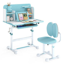 Load image into Gallery viewer, Kid's Study Desk and Chair Set with Tilt Desktop and Footrest Bar
