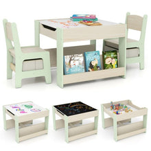 Load image into Gallery viewer, 4 in 1 Wooden Children Activity Desk with 2 Chairs
