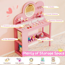 Load image into Gallery viewer, Kids Vanity with Lights Princess Vanity Table and Chair Set with 2 Drawers