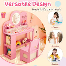 Load image into Gallery viewer, Kids Vanity with Lights Princess Vanity Table and Chair Set with 2 Drawers