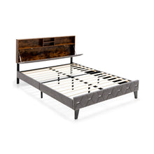 Load image into Gallery viewer, King Bed Frame with Storage Headboard and Slat Support