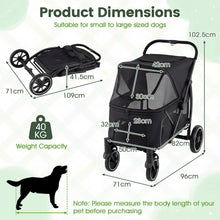 Load image into Gallery viewer, Large Dog Stroller with All-terrain Wheels and Adjustable Mesh Canopy