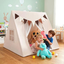 Load image into Gallery viewer, Large Kids Playhouse Tent with Washable Padded Mat and Colorful Flags