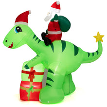 Load image into Gallery viewer, 247 CM Lighted Santa Claus Dinosaur Decoration with Gift Boxes