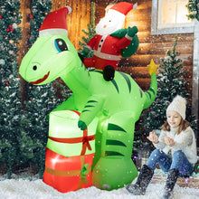 Load image into Gallery viewer, 247 CM Lighted Santa Claus Dinosaur Decoration with Gift Boxes