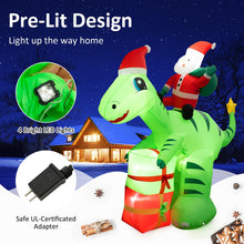 Load image into Gallery viewer, 247 CM Lighted Santa Claus Dinosaur Decoration with Gift Boxes