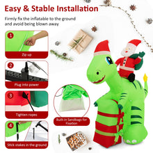 Load image into Gallery viewer, 247 CM Lighted Santa Claus Dinosaur Decoration with Gift Boxes