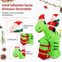 Load image into Gallery viewer, 247 CM Lighted Santa Claus Dinosaur Decoration with Gift Boxes