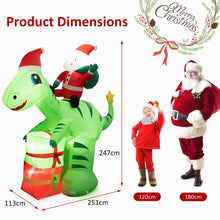 Load image into Gallery viewer, 247 CM Lighted Santa Claus Dinosaur Decoration with Gift Boxes