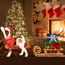 Load image into Gallery viewer, Pre-lit Lighted Christmas Dog Sleigh Gift Boxes Combo Decoration
