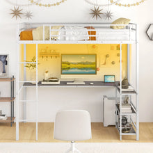 Load image into Gallery viewer, Loft Bed with Desk Single Platform Bed with LED Charging Station and Storage