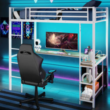Load image into Gallery viewer, Loft Bed with Desk Single Platform Bed with LED Charging Station and Storage
