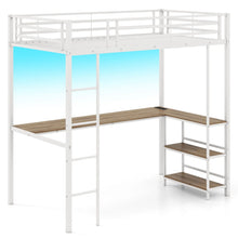 Load image into Gallery viewer, Loft Bed with Desk Single Platform Bed with LED Charging Station and Storage