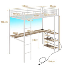 Load image into Gallery viewer, Loft Bed with Desk Single Platform Bed with LED Charging Station and Storage