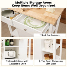 Load image into Gallery viewer, Mobile Kitchen Island Cart Rolling Kitchen Island with Rubber Wood Top