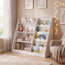 Load image into Gallery viewer, Montessori Kids Bookshelf with 5-Tier Scalloped Shelves for Nursery and Kids Room