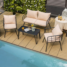 Load image into Gallery viewer, 4 Piece Patio Conversation Set with Seat Back Cushions