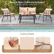 Load image into Gallery viewer, 4 Piece Patio Conversation Set with Seat Back Cushions