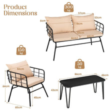 Load image into Gallery viewer, 4 Piece Patio Conversation Set with Seat Back Cushions