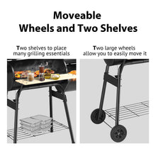 Load image into Gallery viewer, Charcoal BBQ Grill with Wheels and Shelves for Camping Picnic Party