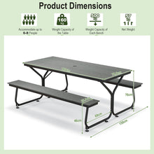 Load image into Gallery viewer, Outdoor Picnic Table Bench Set for 6-8 People