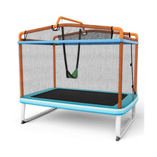 Load image into Gallery viewer, 190CM 3-in-1 Kids Rectangle Trampoline with Enclosure Net and Horizontal Bar