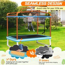 Load image into Gallery viewer, 190CM 3-in-1 Kids Rectangle Trampoline with Enclosure Net and Horizontal Bar