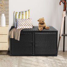 Load image into Gallery viewer, 330L 2-Tier Outdoor PE Wicker Storage Box with Lid and Front Doors
