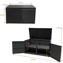 Load image into Gallery viewer, 330L 2-Tier Outdoor PE Wicker Storage Box with Lid and Front Doors