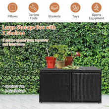 Load image into Gallery viewer, 330L 2-Tier Outdoor PE Wicker Storage Box with Lid and Front Doors
