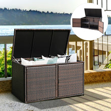 Load image into Gallery viewer, 330L 2-Tier Outdoor PE Wicker Storage Box with Lid and Front Doors