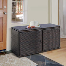 Load image into Gallery viewer, 330L 2-Tier Outdoor PE Wicker Storage Box with Lid and Front Doors