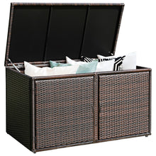 Load image into Gallery viewer, 330L 2-Tier Outdoor PE Wicker Storage Box with Lid and Front Doors