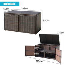 Load image into Gallery viewer, 330L 2-Tier Outdoor PE Wicker Storage Box with Lid and Front Doors