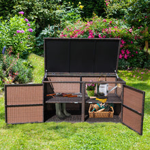 Load image into Gallery viewer, 330L 2-Tier Outdoor PE Wicker Storage Box with Lid and Front Doors