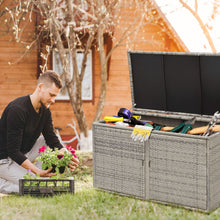Load image into Gallery viewer, 330L 2-Tier Outdoor PE Wicker Storage Box with Lid and Front Doors